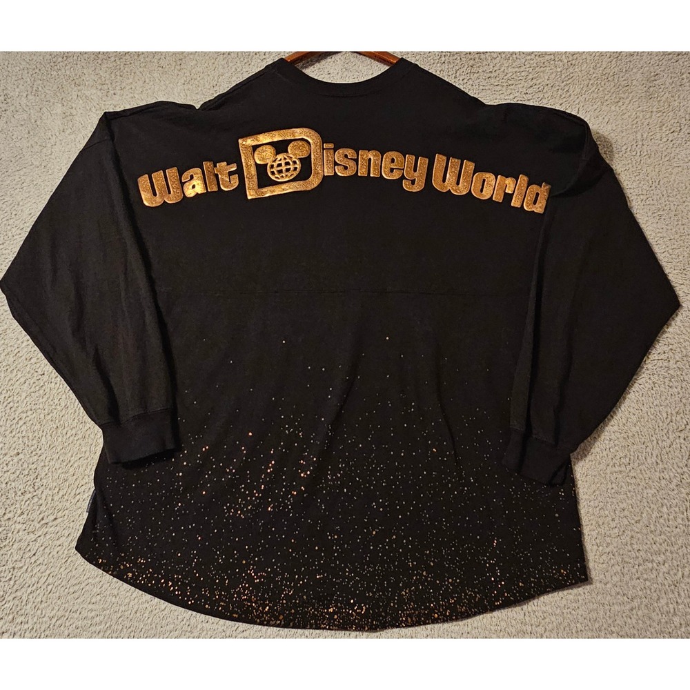 Disney Spirit Jersey Walt Disney World Rose Gold Glitter Black Shirt Size XL
